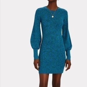 INTERMIX PUFF SLEEVE WOOL BLEND MINI SWEATER DRESS
